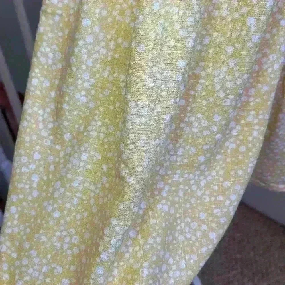 LUSH. Yellow/White Floral Sundress. 70% Linen. Lined. Mini. Elastic Back Wm Sz L - Picture 5 of 13